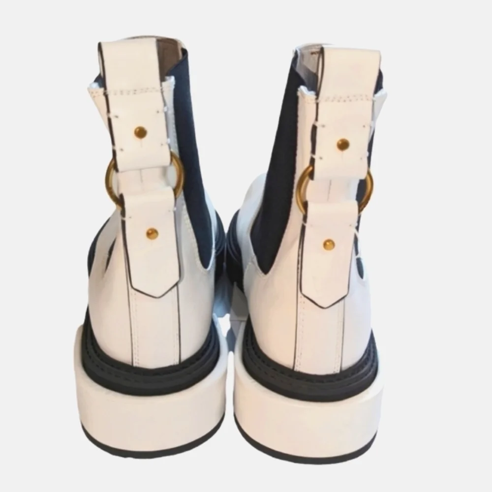 Frame Denim Le London White Chelsea Boots..Size 10-10.5